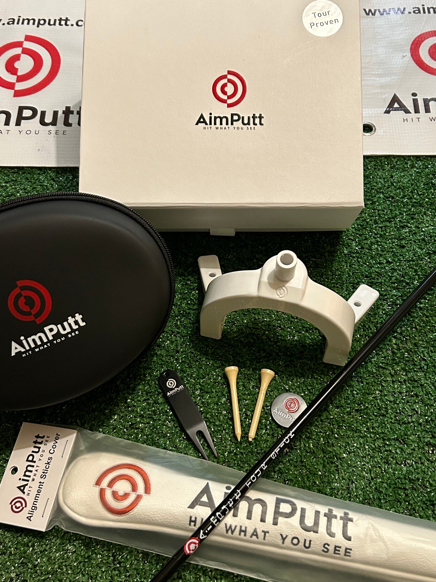 AimPutt Golf Putting Training Aid with Leather Stick Cover !! Low stock !!