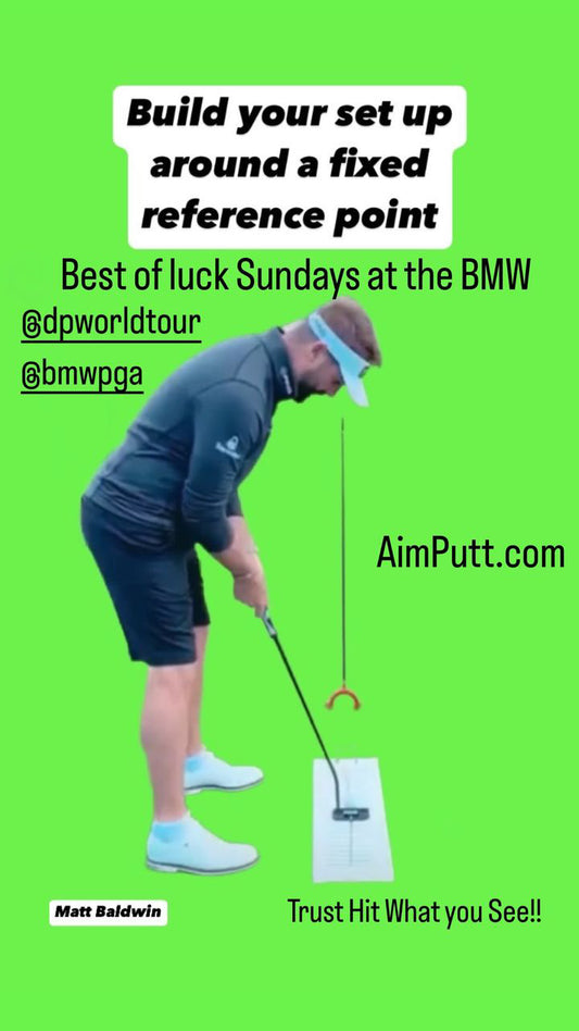 Matt Baldwin spotted on Sky Sports using AimPutt at the BMW PGA Championship